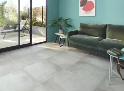 Carrelage sol intérieur gris effet béton L.60 x l.60 cm x 9,5 mm, Kontainer-GoodHome Outlet