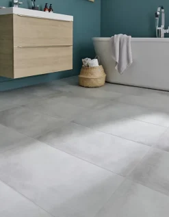 GoodHome Carrelage sol intérieur gris effet béton L.60 x l.30 cm x ép.10 mm, Smooth