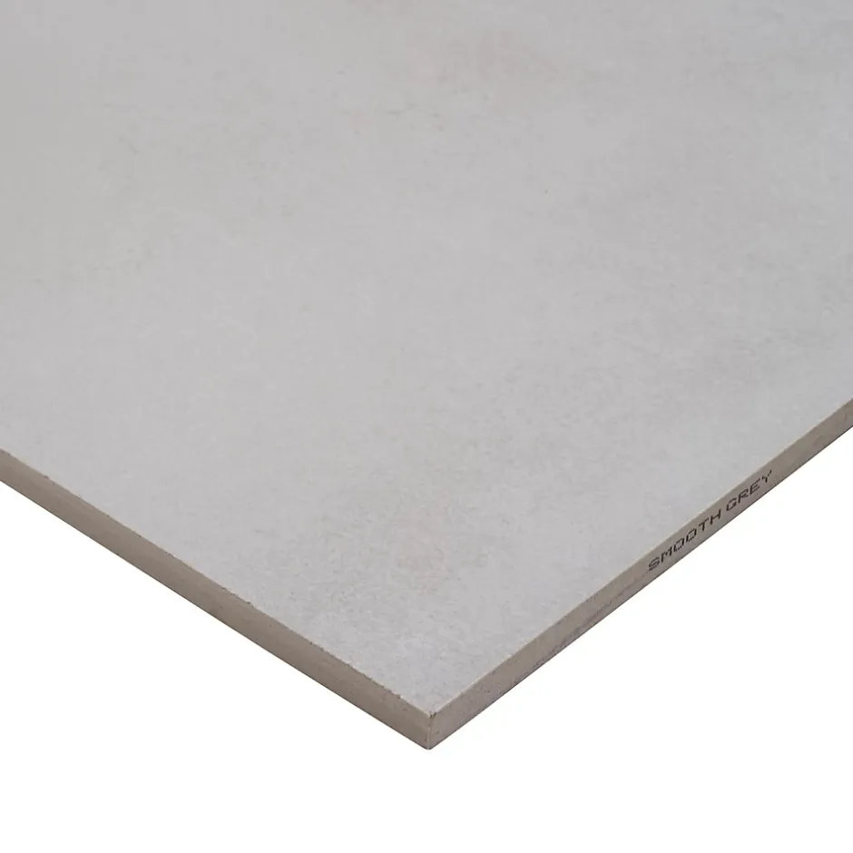 GoodHome Carrelage sol intérieur gris effet béton L.60 x l.30 cm x ép.10 mm, Smooth