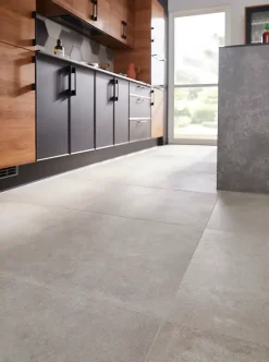 GoodHome Carrelage sol intérieur gris effet béton L.60 x l.60 cm x ép.10 mm, Smooth