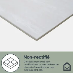 GoodHome Carrelage sol intérieur ivoire effet pierre L.60 x l.60 cm x ép.9,2 mm, Soft Travertin