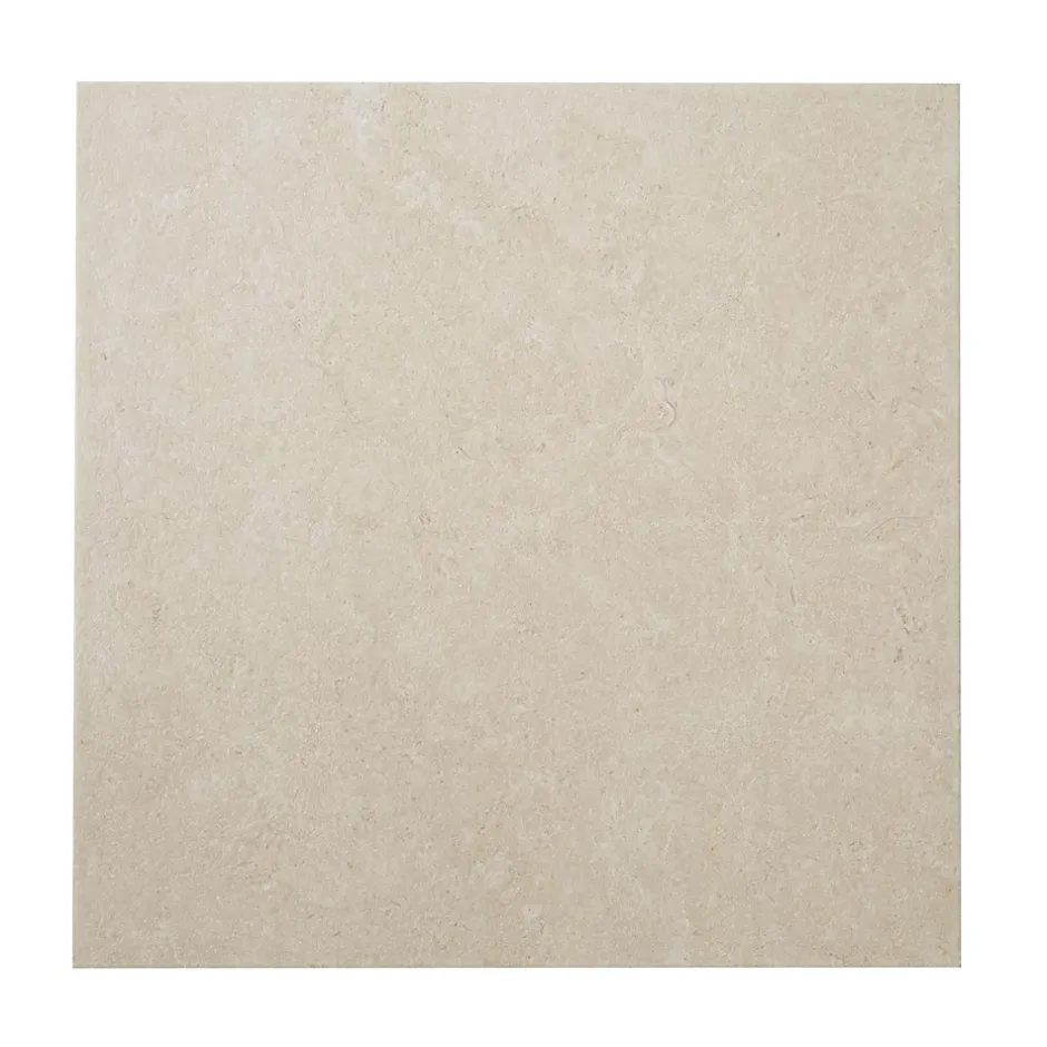 GoodHome Carrelage sol intérieur taupe beige effet pierre L.61,5 x l.61,5 cm x ép.9 mm, Soft Lime Stone