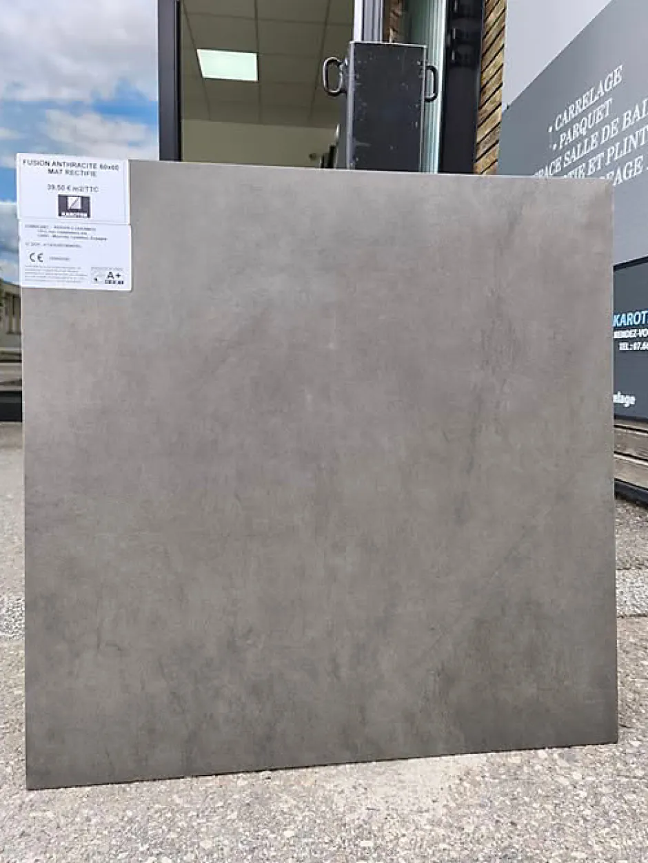 Carrelage sol/mur effet béton mat FUSION ANTHRACITE L.59,5x l.59,5cm-Keratile Online
