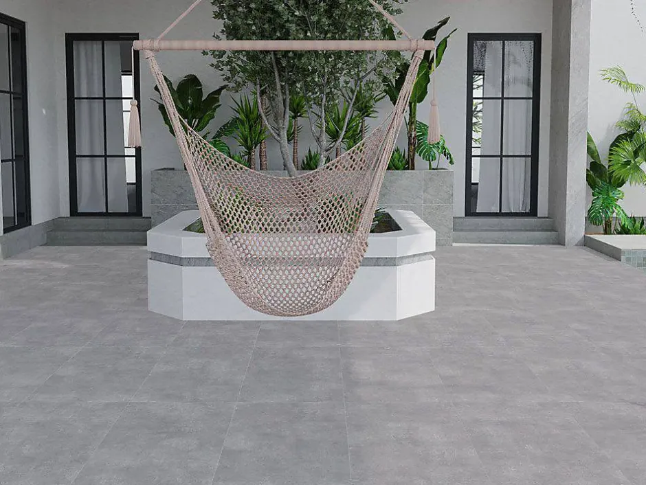 Carrelage sol/mur effet béton gris mat ARK SILVER L.60 x l.60cm-Qua Granite New