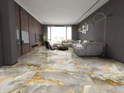 Carrelage sol/mur effet marbre CALIZA BROWN BRILLANT L.120 x l.60cm-Velloza