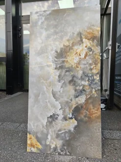 Carrelage sol/mur effet marbre CALIZA BROWN BRILLANT L.120 x l.60cm-Velloza