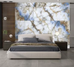 Velloza Carrelage sol/mur effet marbre bleu MANMEET BLUE BRILLANT L.120 x l.60cm