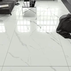 Bien Seramik Carrelage sol/mur effet marbre blanc brillant Statuario Goya l.60 x L.120 cm