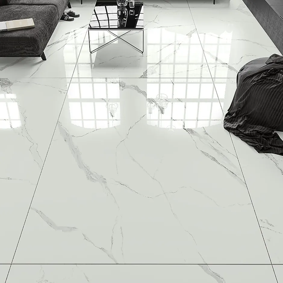 Bien Seramik Carrelage sol/mur effet marbre blanc brillant Statuario Goya l.60 x L.120 cm