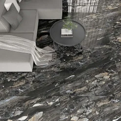 Bien Seramik Carrelage sol/mur effet marbre noir brillant Arion l.60 x L.120 cm