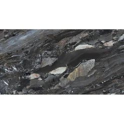 Bien Seramik Carrelage sol/mur effet marbre noir brillant Arion l.60 x L.120 cm