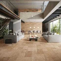 Carrelage sol/mur intérieur effet pierre TIBER 30x60 cm - Natural rectifié- V4: variation forte de nuances-Novoceram Hot