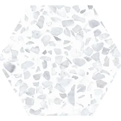Allocarrelage Carrelage Terrazzo Hexagonal 23x26 Riazza Blanc Gris