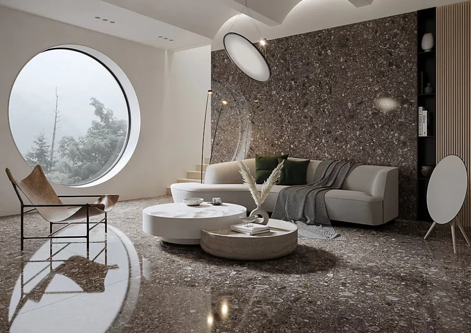 Carrelage Terrazzo 60x120 Ceppo Nuovo Black Poli Rectifie --Allocarrelage