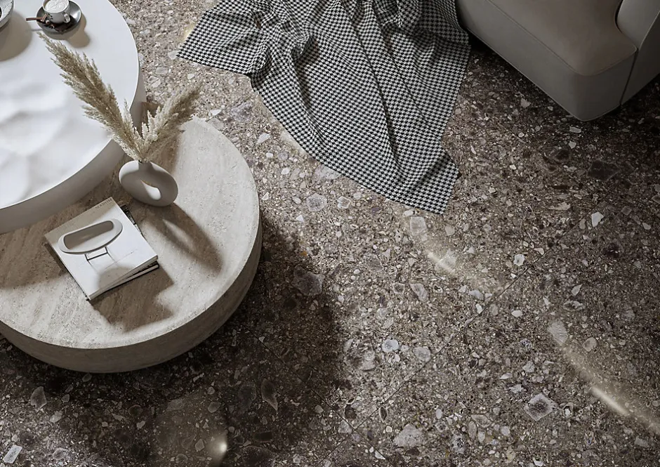 Carrelage Terrazzo 60x120 Ceppo Nuovo Black Poli Rectifie --Allocarrelage