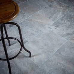 Ro'Ma Nature Carrelage Travertin Gris Silver 61x40,6x1,2 cm - Intérieur et Extérieur (lot de 1,24 m² 5 dalles) -