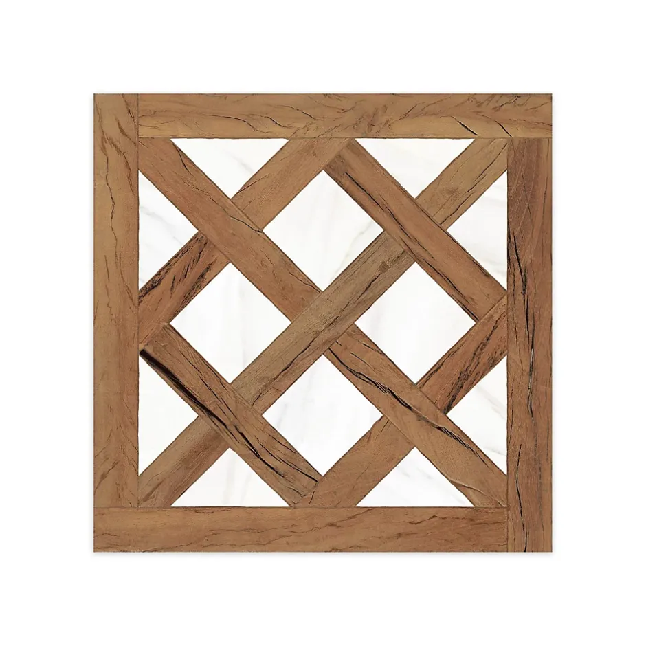 Ro'Ma Carrelage Carrelage Vintage effet Bois Pierre Blanche Versailles 45x45x0,95 cm Virelno - Sol intérieur -