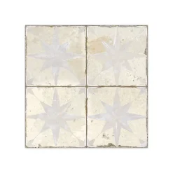 Carrelage Vintage effet Carreau ciment 3D Etoile Blanche et Fond Blanc 45x45x0,95 cm Sparta - Sol et mur intérieur - RO'MA CARREL-Ro'Ma Carrelage Discount