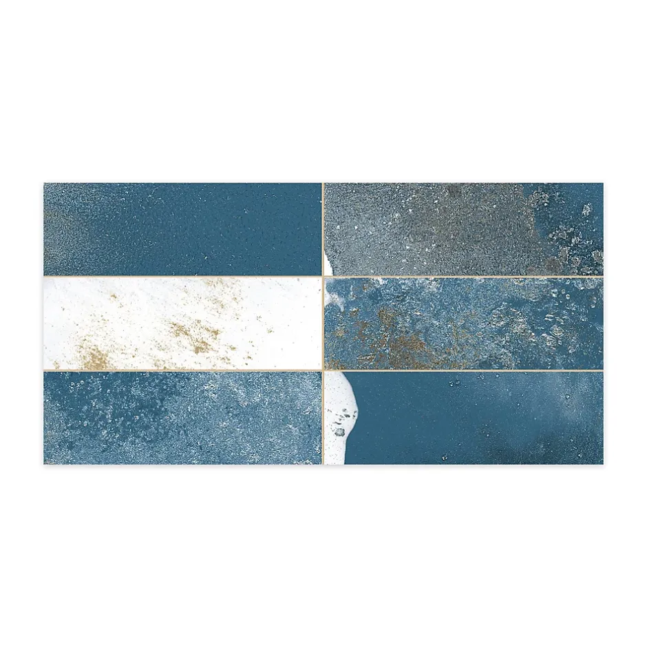 Ro'Ma Carrelage Carrelage Vintage effet Zellige Bleu 40x20x1,03 cm Atelora - Mur intérieur -
