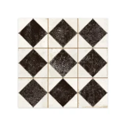 Carrelage Vintage Noir Damier 33x33x0,95 cm Solmira - Sol et mur intérieur --Ro'Ma Carrelage New