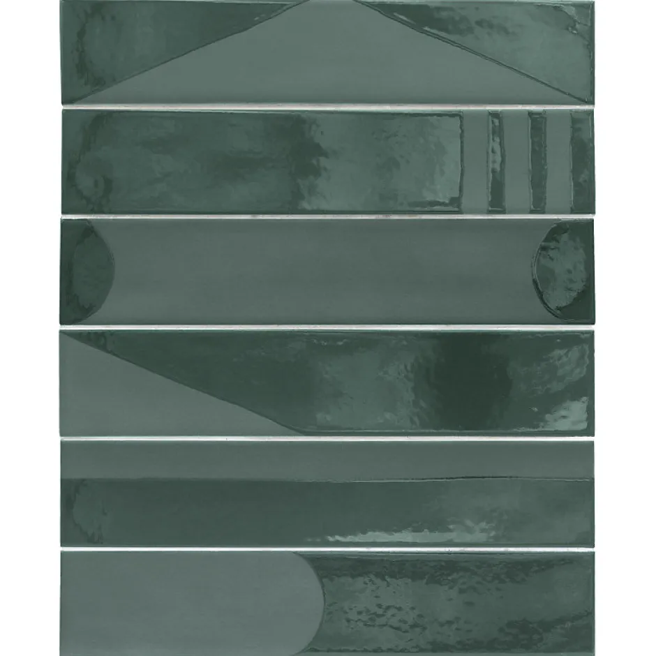 Carrelage 6x30 cm rectangulaire brillant vert sapin 30069 - WADI DECOR GREEN-Aelle Carrelage Best