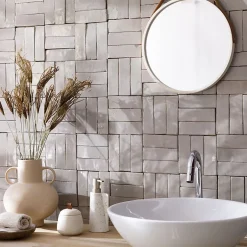 Carrelage Zellige Marocain Gris de lin 5x15 cm (vendu par 1 m²) --Ro'Ma Nature