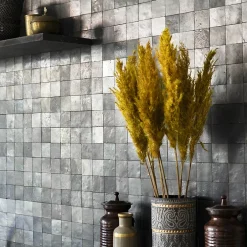 Ro'Ma Nature Carrelage Zellige Marocain Noir Carbone 5x5 cm (vendu par plaque de 30x30 cm soit 0,09 m²) -