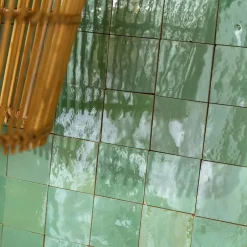 Ro'Ma Nature Carrelage Zellige Marocain Vert d'eau 5x5 cm (vendu par plaque de 30x30 cm soit 0,09 m²) -