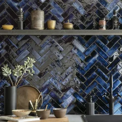 Ro'Ma Nature Carrelage Zellige Marocain Bleu Magique 5x15 cm (vendu par 1 m²) -