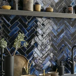 Ro'Ma Nature Carrelage Zellige Marocain Bleu Magique 5x15 cm (vendu par 1 m²) -