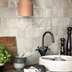 Carrelage Zellige Marocain Gris Beige 10x10 cm (vendu par 1 m²) --Ro'Ma Nature Clearance