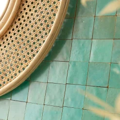 Ro'Ma Nature Carrelage Zellige Marocain Vert Pacifique 5x5 cm (vendu par plaque de 30x30 cm soit 0,09 m²) -