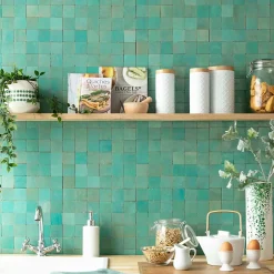 Ro'Ma Nature Carrelage Zellige Marocain Vert Pacifique 5x5 cm (vendu par plaque de 30x30 cm soit 0,09 m²) -