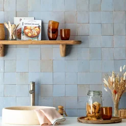 Ro'Ma Nature Carrelage Zellige Marocain Bleu Gustavien 10x10 cm (vendu par 1 m²) -