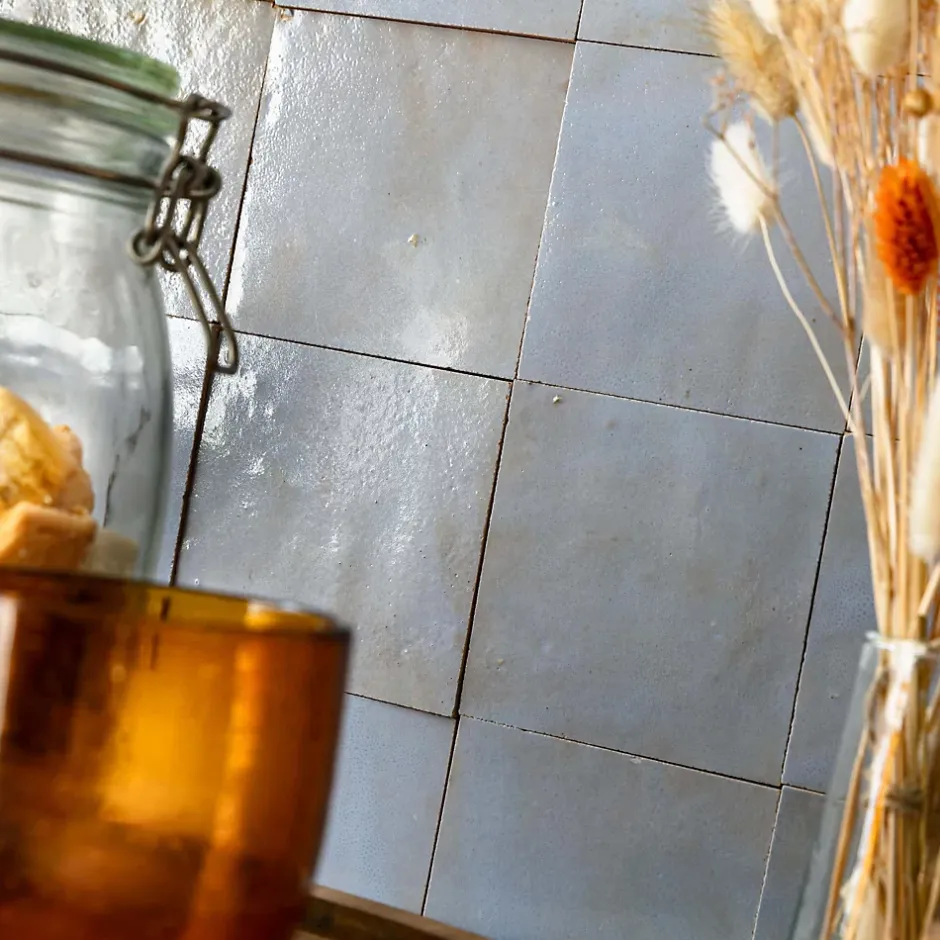 Ro'Ma Nature Carrelage Zellige Marocain Bleu Gustavien 10x10 cm (vendu par 1 m²) -