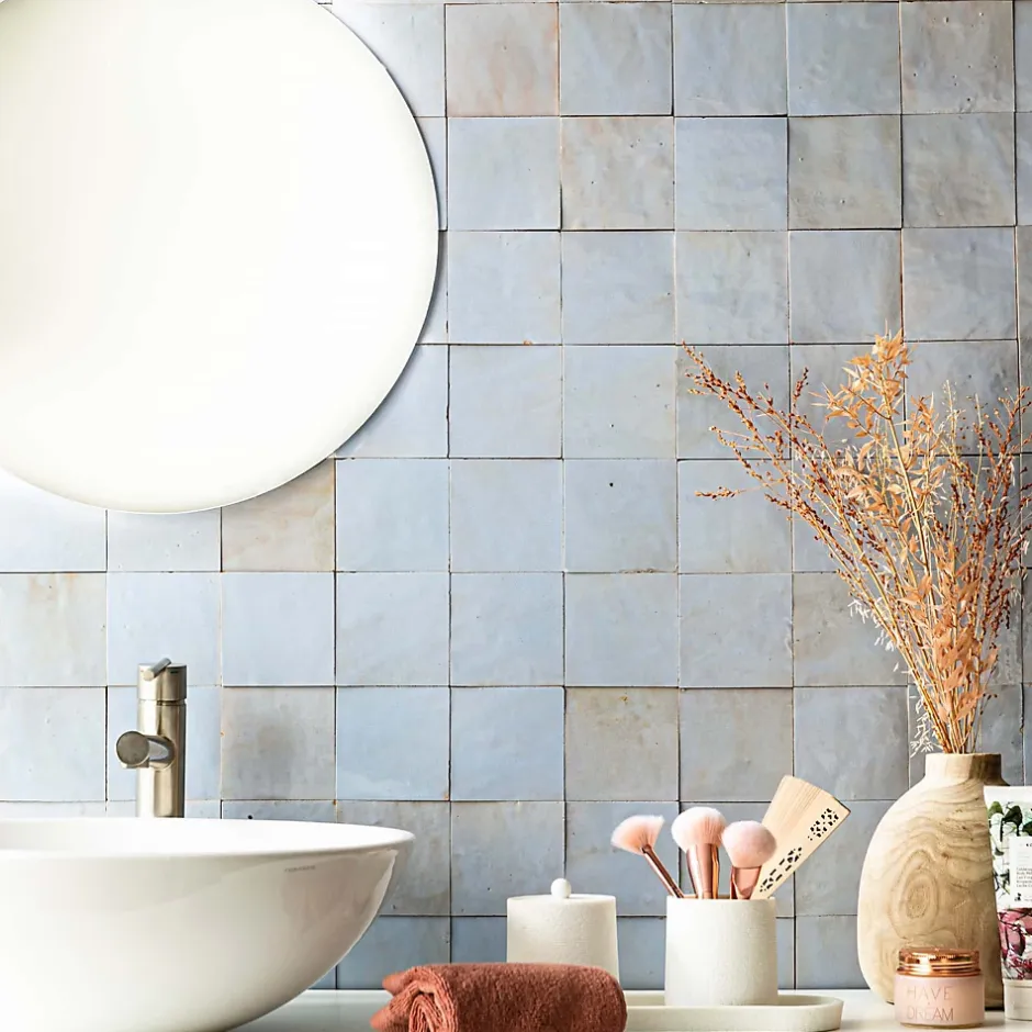 Ro'Ma Nature Carrelage Zellige Marocain Bleu Gustavien 10x10 cm (vendu par 1 m²) -