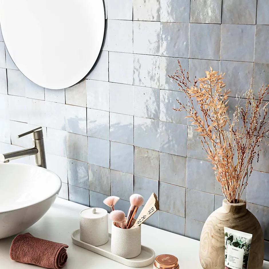 Ro'Ma Nature Carrelage Zellige Marocain Bleu Gustavien 10x10 cm (vendu par 1 m²) -