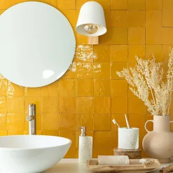 Carrelage Zellige Marocain Jaune Moutarde 10x10 cm (vendu par 1 m²) --Ro'Ma Nature Hot