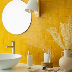 Carrelage Zellige Marocain Jaune Moutarde 10x10 cm (vendu par 1 m²) --Ro'Ma Nature Hot