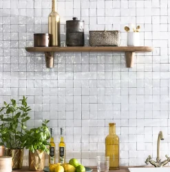 Carrelage Zellige Marocain Blanc Neige 5x5 cm (vendu par plaque de 30x30 cm soit 0,09 m²) --Ro'Ma Nature Online