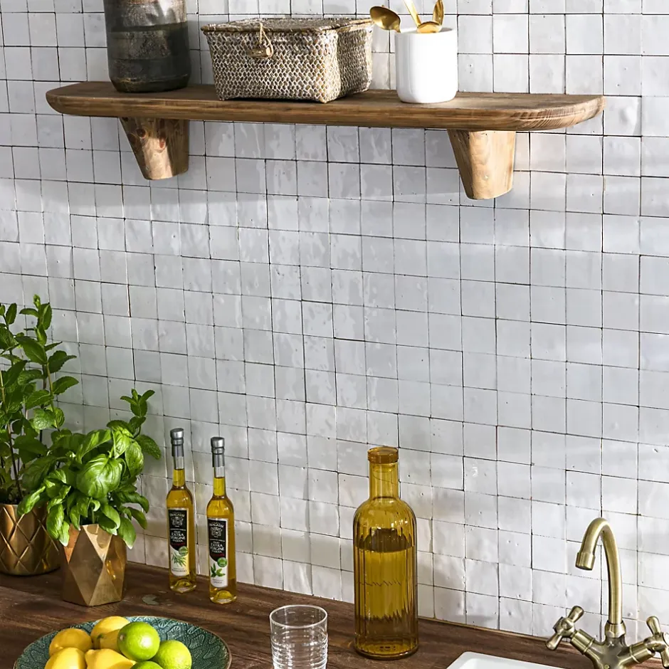 Carrelage Zellige Marocain Blanc Neige 5x5 cm (vendu par plaque de 30x30 cm soit 0,09 m²) --Ro'Ma Nature Online