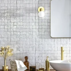 Carrelage Zellige Marocain Blanc Neige 5x5 cm (vendu par plaque de 30x30 cm soit 0,09 m²) --Ro'Ma Nature Online