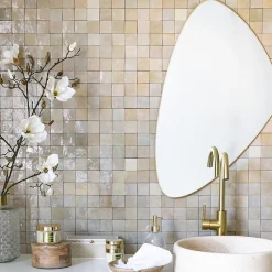 Carrelage Zellige Marocain Gris Beige 5x5 cm (vendu par plaque de 30x30 cm soit 0,09 m²) --Ro'Ma Nature Sale