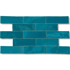 Carrelage Zellige Marocain Bleu Turquoise 5x15 cm (vendu par 1 m²) --Ro'Ma Nature Discount