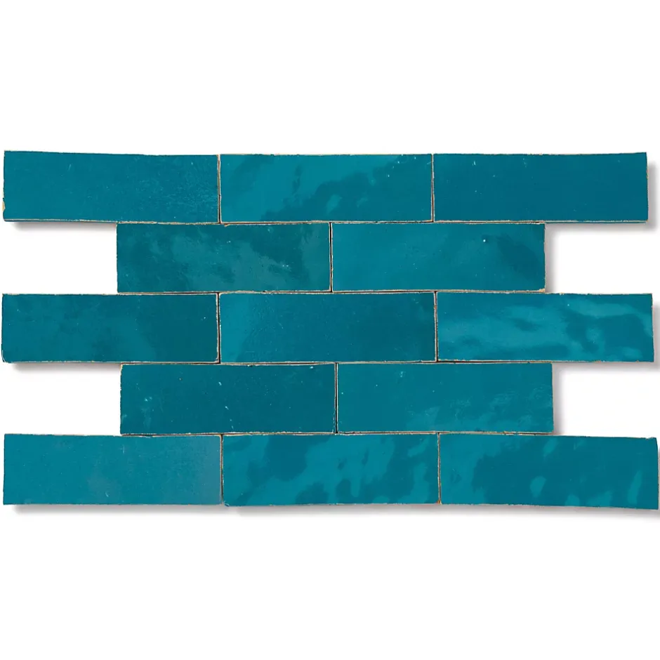 Carrelage Zellige Marocain Bleu Turquoise 5x15 cm (vendu par 1 m²) --Ro'Ma Nature Discount