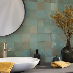 Carrelage Zellige Marocain Bleu Maldives 10x10 cm (vendu par 1 m²) --Ro'Ma Nature Hot