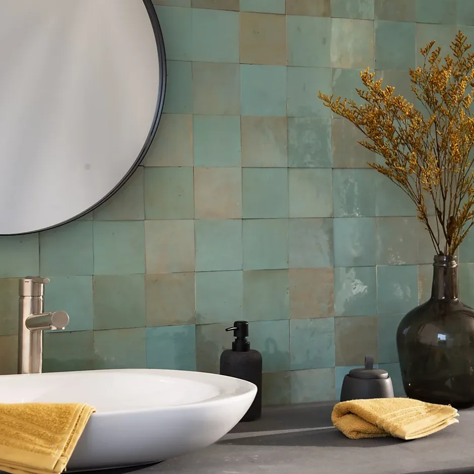 Carrelage Zellige Marocain Bleu Maldives 10x10 cm (vendu par 1 m²) --Ro'Ma Nature Hot