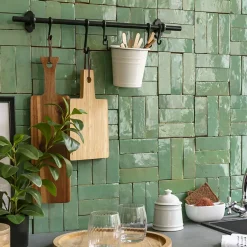 Carrelage Zellige Marocain Vert d'eau 5x15 cm (vendu par 1 m²) --Ro'Ma Nature Online