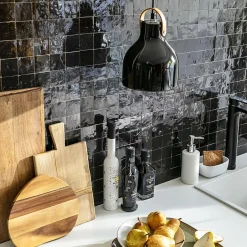 Ro'Ma Nature Carrelage Zellige Marocain Noir Intense 5x5 cm (vendu par plaque de 30x30 cm soit 0,09 m²) -