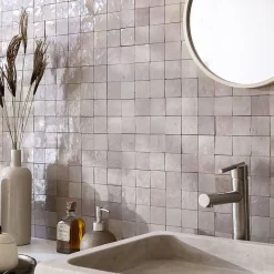 Ro'Ma Nature Carrelage Zellige Marocain Gris de lin 5x5 cm (vendu par plaque de 30x30 cm soit 0,09 m²) -